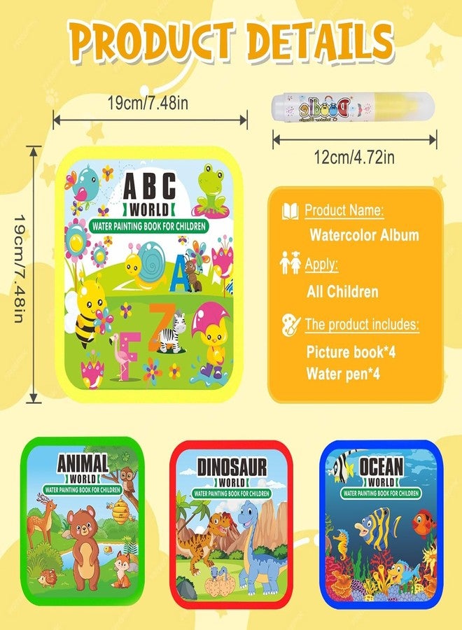 ZEBROC Reusable Water Coloring Book for Kids with Water Painting Brush | Mess-Free Magic Drawing Album | ABC/Animal/Dinosaur/Ocean Themes | Birthday Return Gift Activity Book (Ocean World) - Image 4